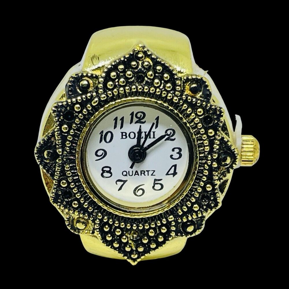 BOZHI Ring Watch Gold Design With Crystals New